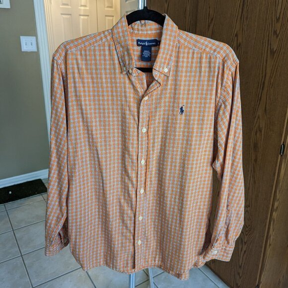 Ralph Lauren Other - Ralph Lauren Large Men's Orange/White Check Long Sleeve Button Front Shirt